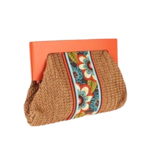 Vera Bradley Handbags - Vera Bradley Straw Clutch in Flower Shower